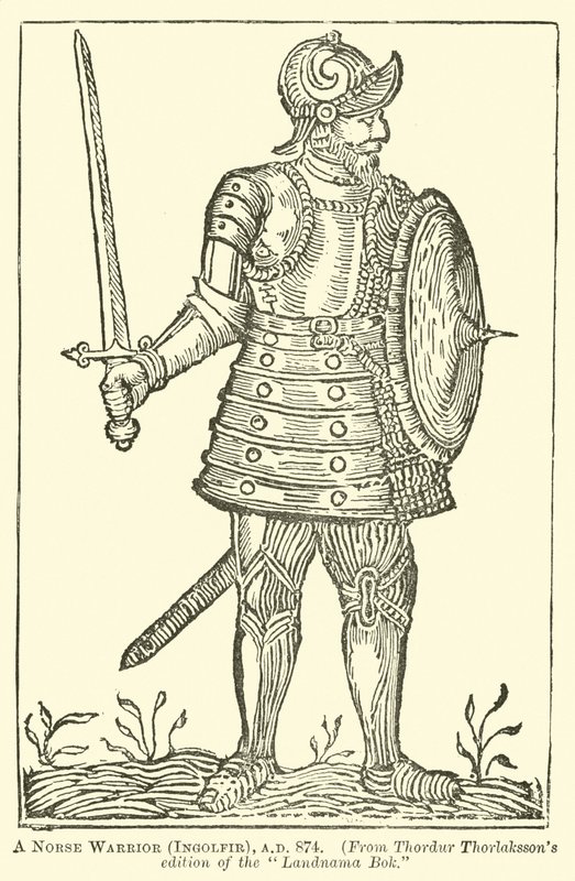 Ein nordischer Krieger, Ingolfir, 874 n. Chr. von English School