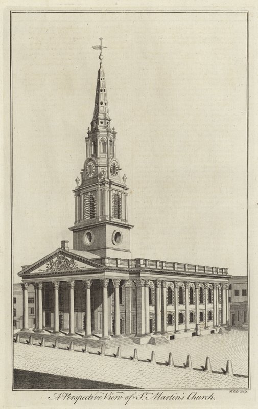 Eine Perspektivansicht der St. Martins Kirche, London von English School