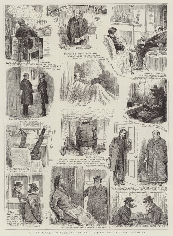 Ein vorübergehendes Missverständnis, das alles in Rauch aufging (Gravur) von English School