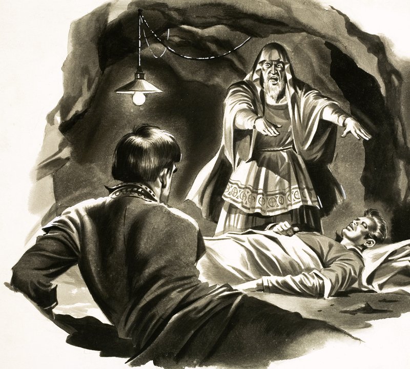 Ein Yankee am Hofe von König Artus. Illustration basierend auf der Geschichte von Mark Twain von English School