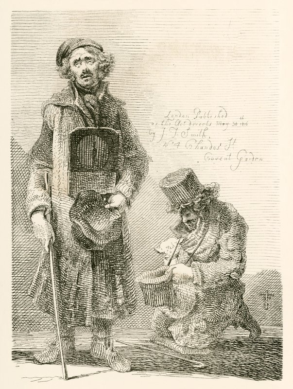 Ein blinder Bettler, bekannt auf Jahrmärkten in der Nähe der Metropole von English School