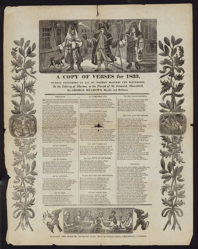 Eine Kopie von Versen für 1833 von English School