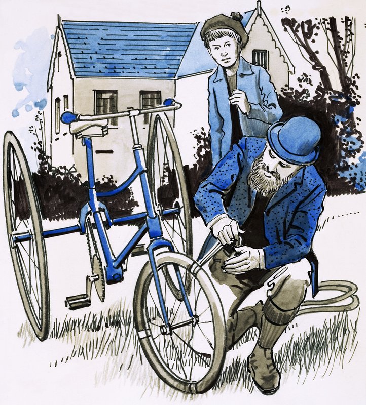Ein Gartenschlauch verschaffte John Dunlop eine sanfte Fahrradfahrt von English School