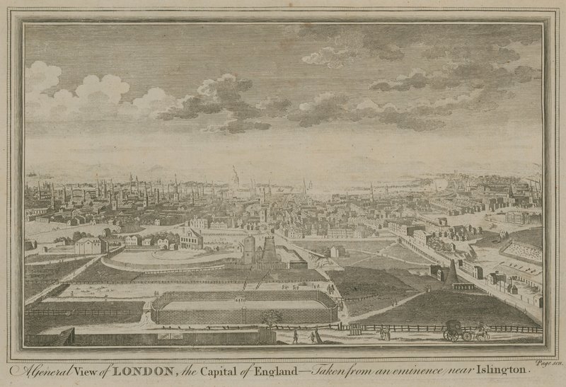 Eine allgemeine Ansicht von London, der Hauptstadt Englands, von einer Anhöhe bei Islington aus gesehen von English School