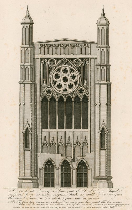 Eine geometrische Ansicht des Ostendes der St. Stephens Kapelle von English School
