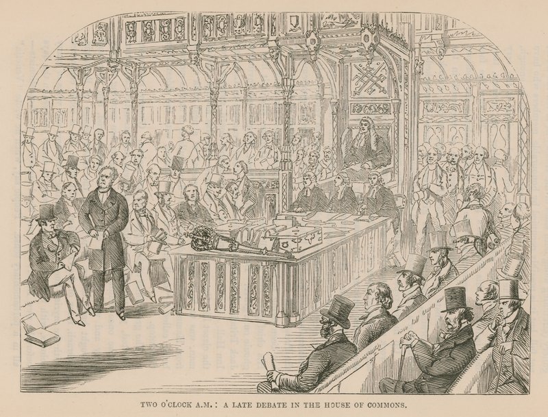 Eine späte Debatte im House of Commons von English School