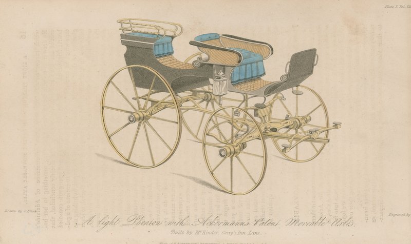Ein leichter Phaeton mit Ackermanns patentierten beweglichen Achsen von English School