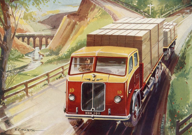 Ein Lastwagen donnert mit seiner Ladung nach London von English School