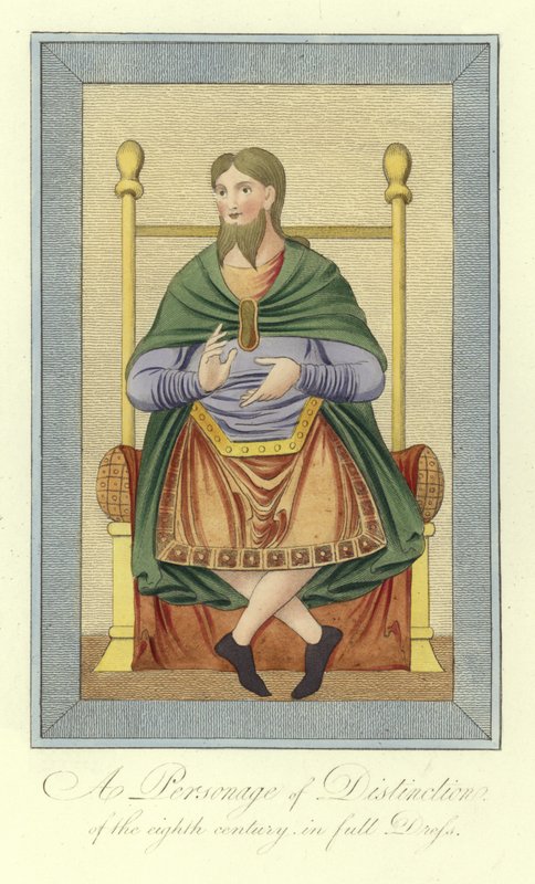 Eine bedeutende Person des 8. Jahrhunderts in voller Kleidung von English School