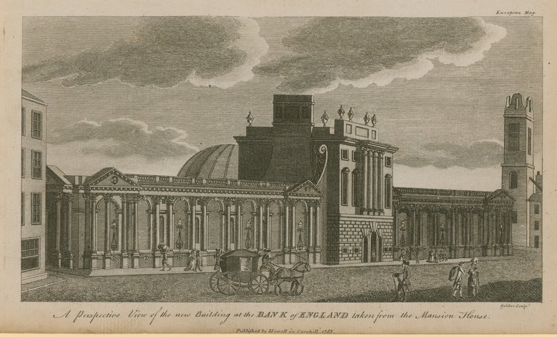 Eine perspektivische Ansicht des neuen Gebäudes der Bank of England von English School