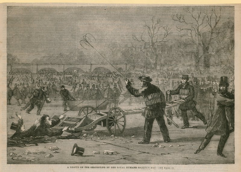 Eine Rettung auf der Serpentine durch die Männer der Royal Humane Society von English School