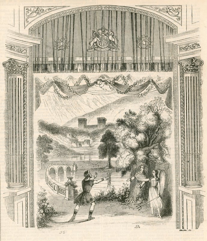 Eine Szene aus dem Stück König Artus, Drury Lane Theatre, London von English School