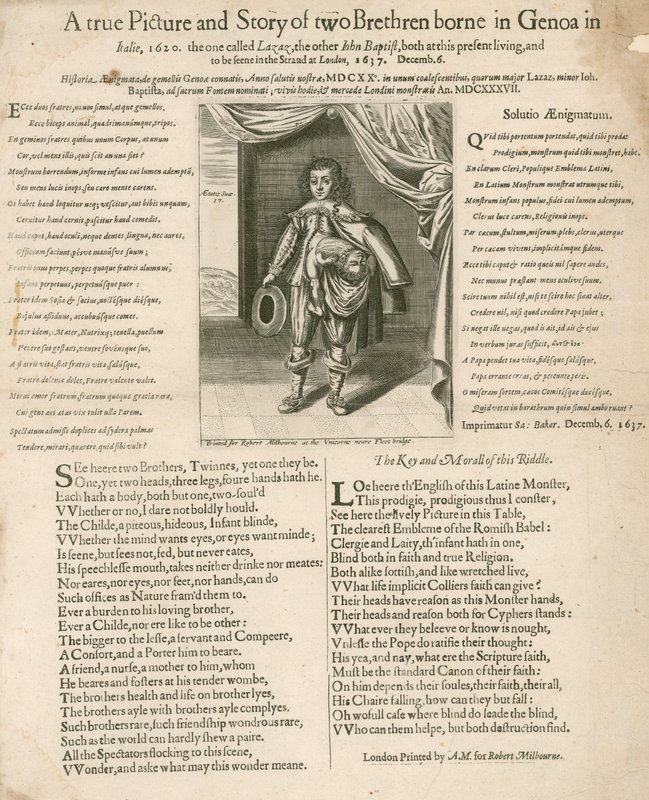 Ein wahres Bild und Geschichte von zwei Brüdern, geboren in Genua in Italien, 1620 von English School