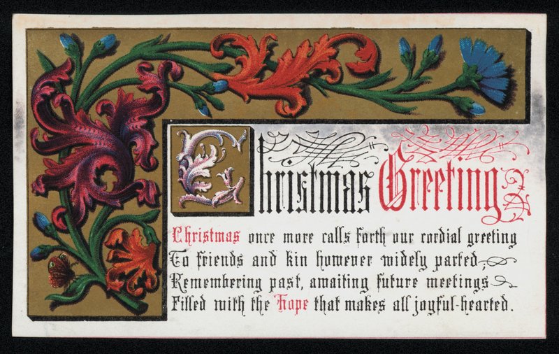 Ein Vers mit Blumenmuster, Weihnachtsgrußkarte von English School