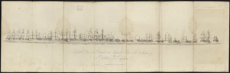 Ansicht der britischen und kombinierten Flotten am Ende der Schlacht von Trafalgar von English School