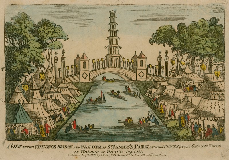 Ansicht der Chinesischen Brücke und Pagode im St. James