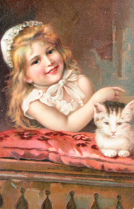 Ein junges Mädchen posiert mit einer Katze von English School