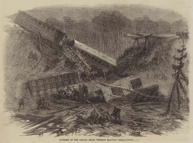 Unfall auf der Canada Great Western Railway, in der Nähe von Dundas von English School