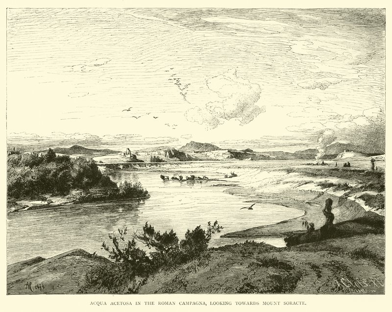 Acqua Acetosa in der römischen Campagna, Blick auf den Monte Soracte von English School