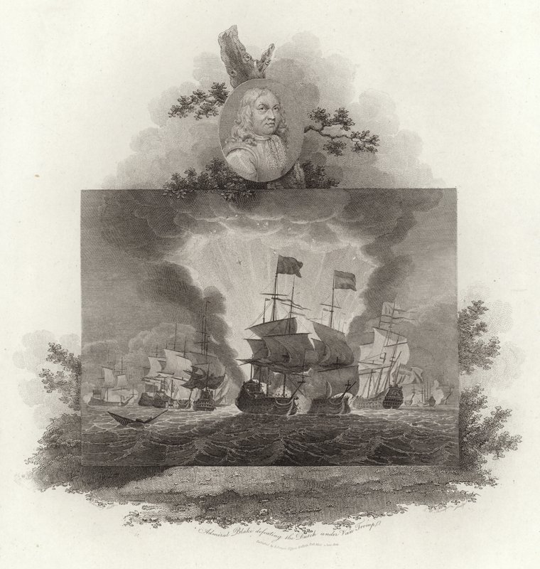 Admiral Blake besiegt die Niederländer unter Van Tromp von English School