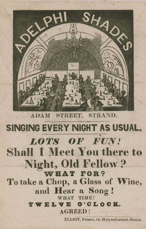Werbung für Adelphi Shades, Adam Street, Strand von English School