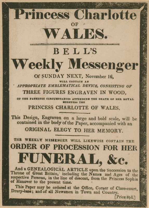 Anzeige für Bells Weekly Messenger vom Sonntag, 16. November 1817 von English School
