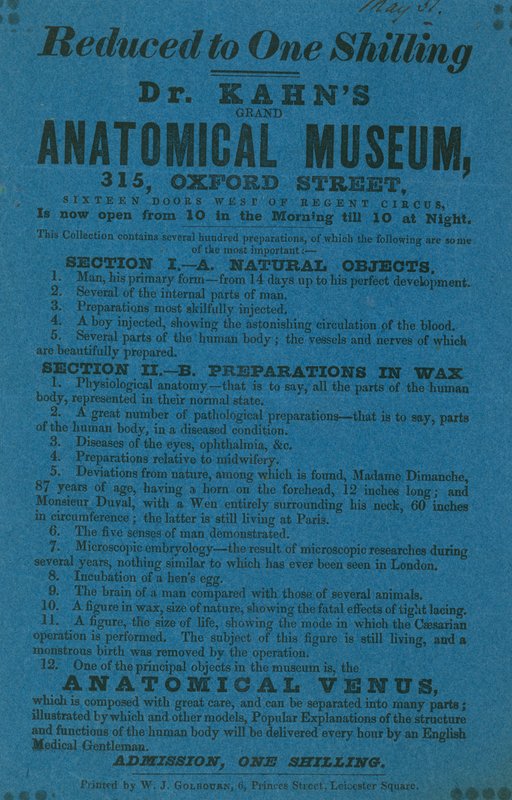 Anzeige für Dr. Khans Grant Anatomisches Museum von English School