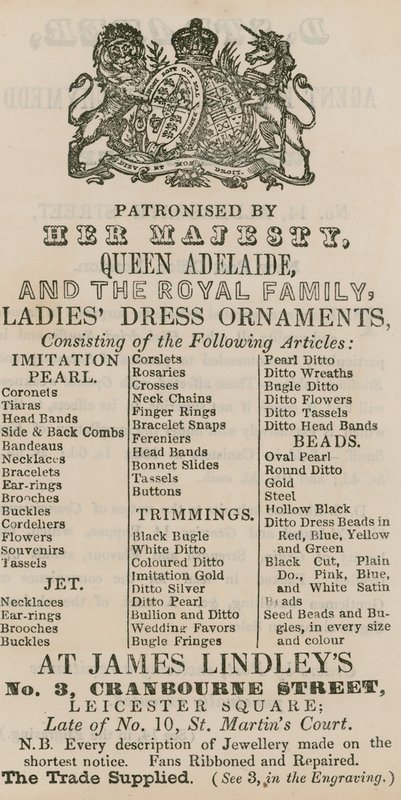 Werbung für James Lindleys, 3 Cranbourne Street, Leicester Square, London von English School