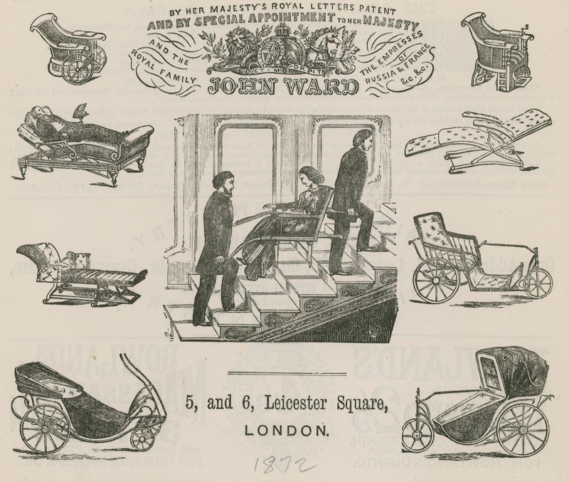 Anzeige für John Ward, Hersteller von Invalidenwagen von English School