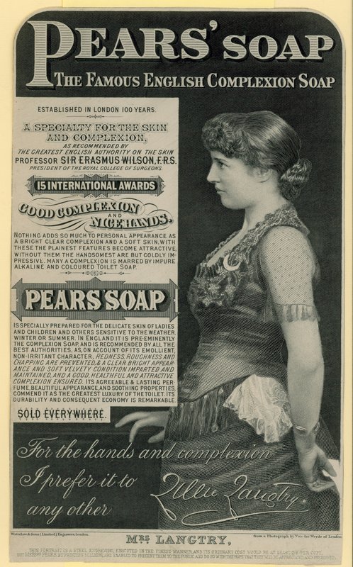 Werbung für Pears Seife mit Schauspielerin Lillie Langtry von English School