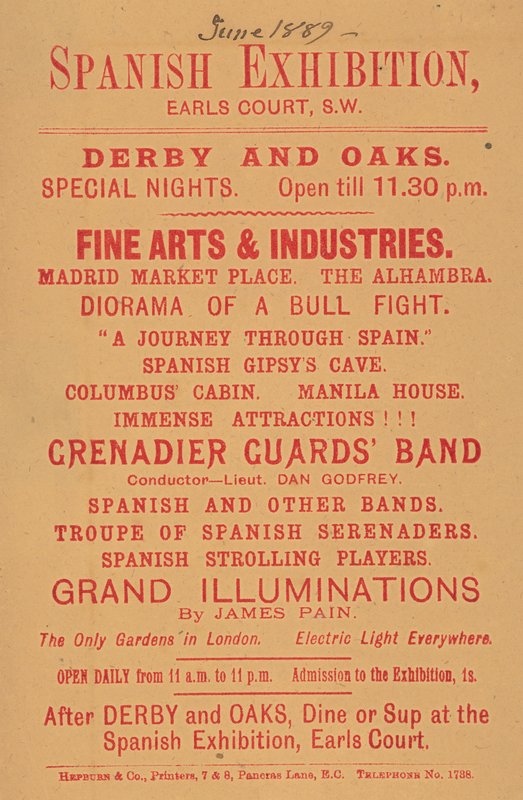 Werbung für die Spanische Ausstellung, Earls Court von English School