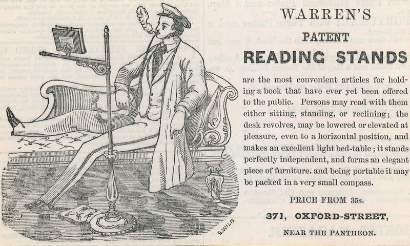 Werbung für Warrens Patent-Leseständer von English School