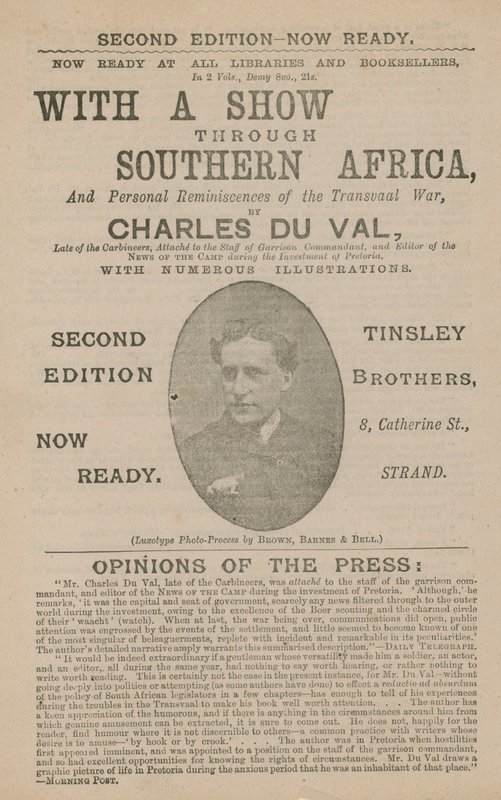 Werbung für Mit einer Show durch Südafrika von Charles Du Val von English School