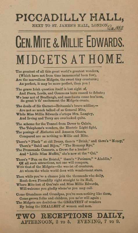 Werbung für General Mite und Millie Edwards von English School