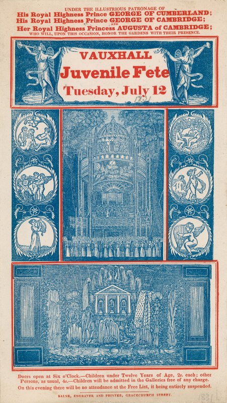 Anzeige für Kinderfest in den Vauxhall Gardens, London von English School