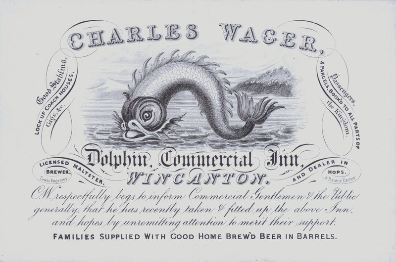 Werbung für das Dolphin Inn, Wincanton, Somerset von English School
