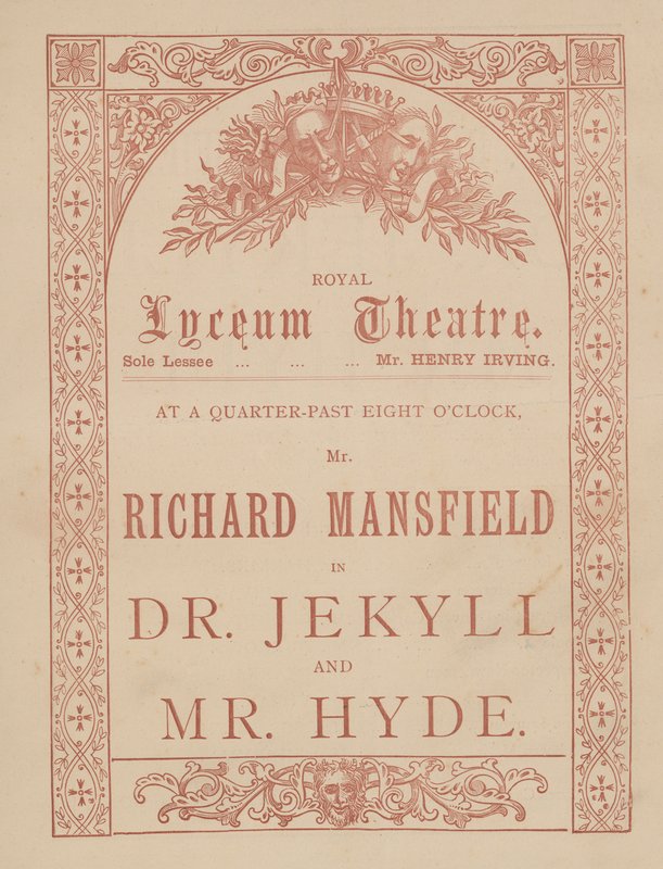 Werbekarte für das Lyceum Theatre, Dr Jekyll und Mr Hyde mit Richard Mansfield von English School