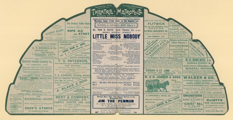 Werbeblatt für das Theatre Metropole, Peckham, London von English School