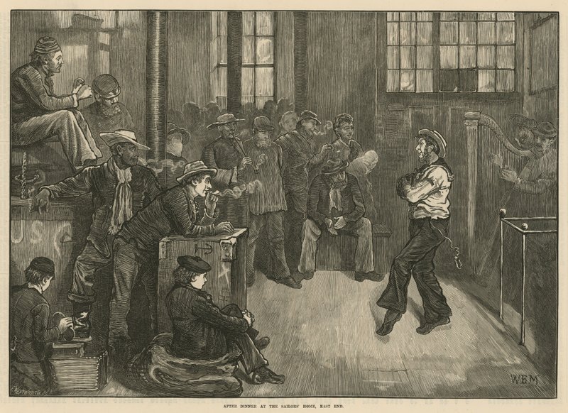 Nach dem Abendessen im Sailors Home, East End, London von English School