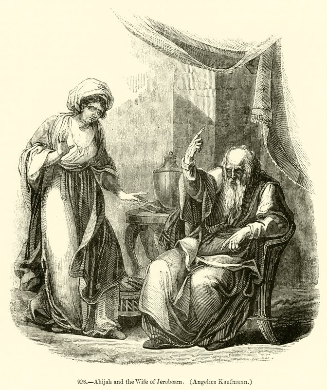Ahija und die Frau von Jerobeam, Angelica Kaufmann (Stich) von English School