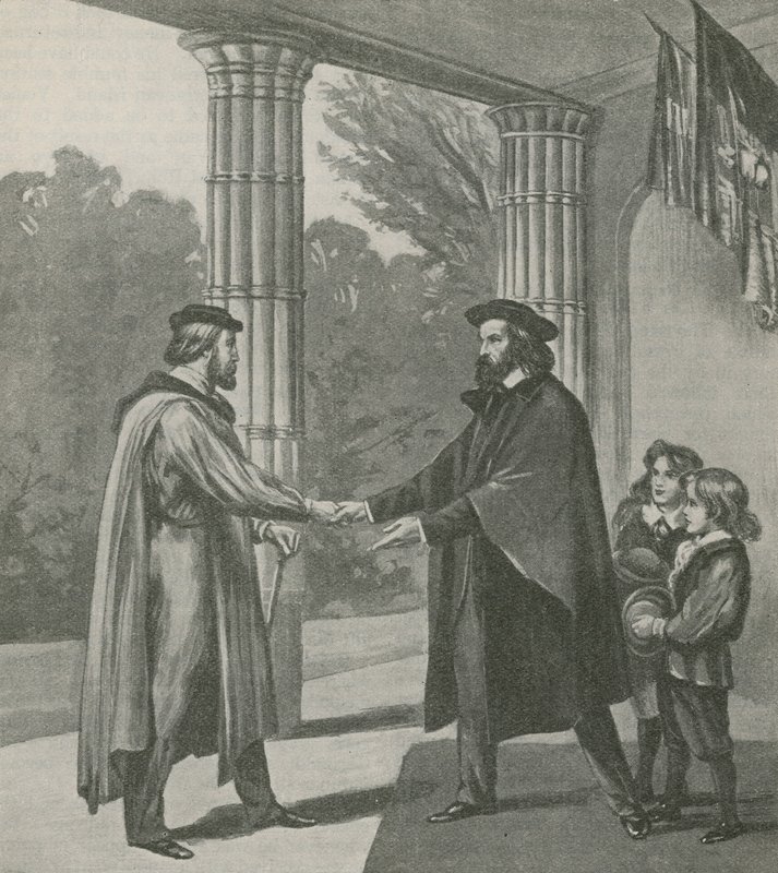 Alfred, Lord Tennyson, begrüßt Giuseppe Garibaldi in seinem Haus auf der Isle of Wight von English School