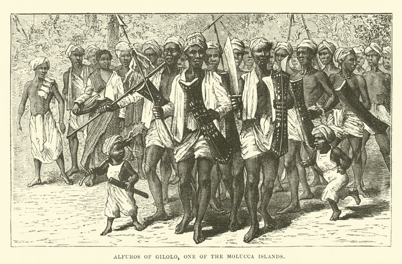 Alfuros von Gilolo, eine der Molukkeninseln von English School