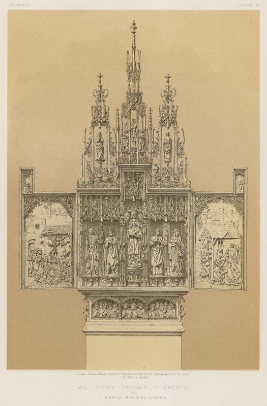 Ein geschnitztes Elfenbein-Triptychon von T Gremser, Augsburg, Bayern von English School