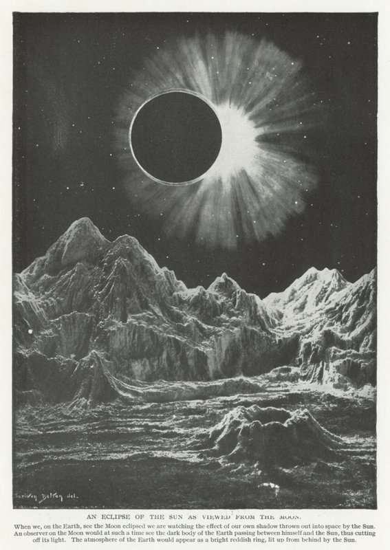 Eine Sonnenfinsternis vom Mond aus gesehen von English School