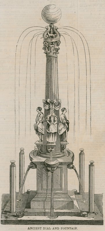 Alter Sonnenuhr und Brunnen, errichtet 1656 an der Leadenhall Corner, London von English School