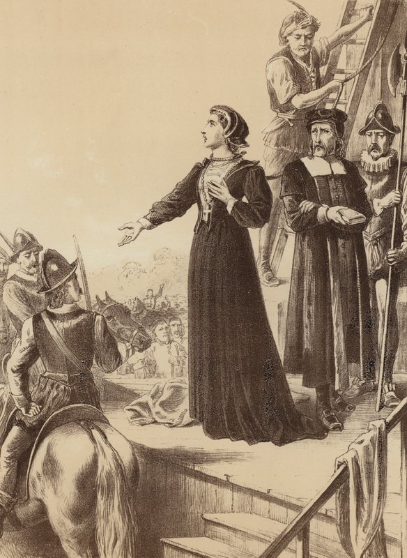 Ann Line, "Sie erklärte den Umstehenden mit lauter Stimme" (Lithografie) von English School