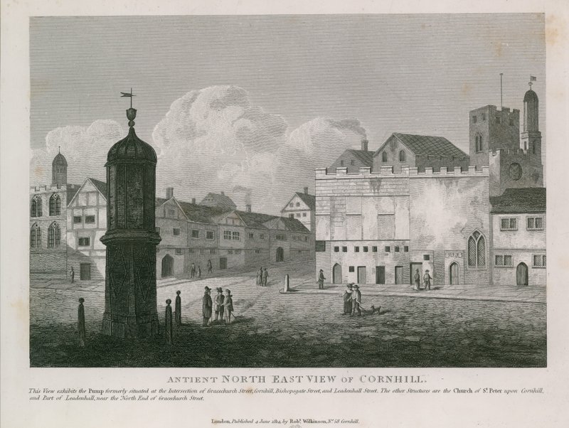 Antike nordöstliche Ansicht von Cornhill von English School