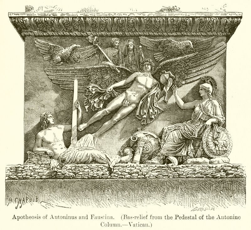 Apotheose von Antoninus und Faustina (Basrelief vom Sockel der Antoninischen Säule. Vatikan) von English School