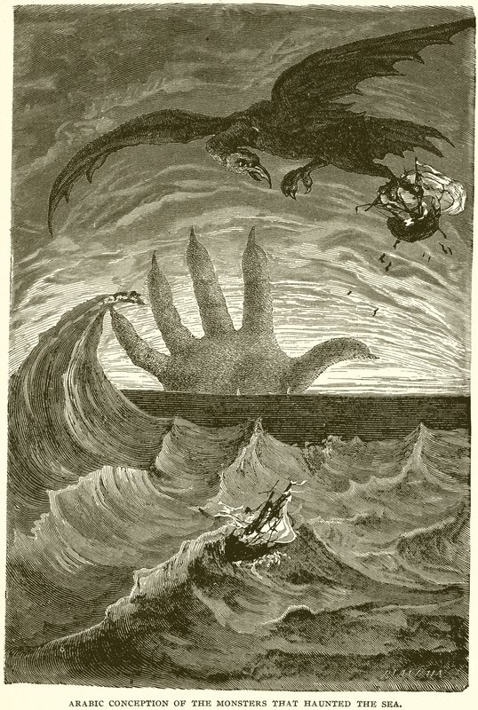 Arabische Vorstellung der Monster, die das Meer jagten von English School