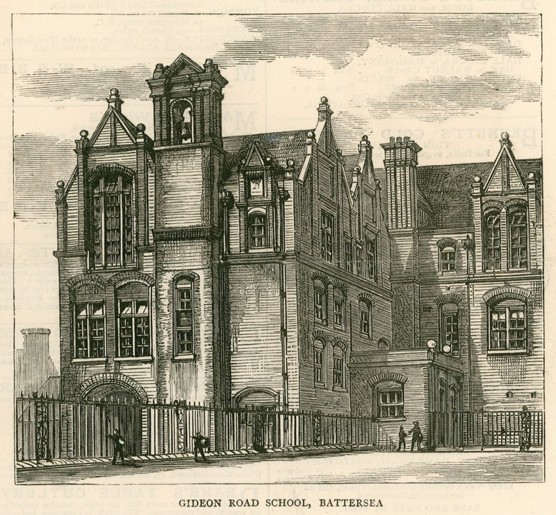 Architektur der London School Board: Gideon Road School, Battersea, London von English School